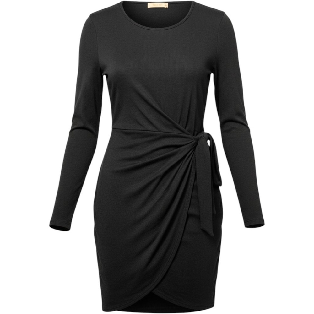 Altard State Tatia Dress Womens L M Knotted Waist Ribbed Basic Dark Gray NWT $70
